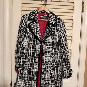 Chic Black and White Women's Trench Coat